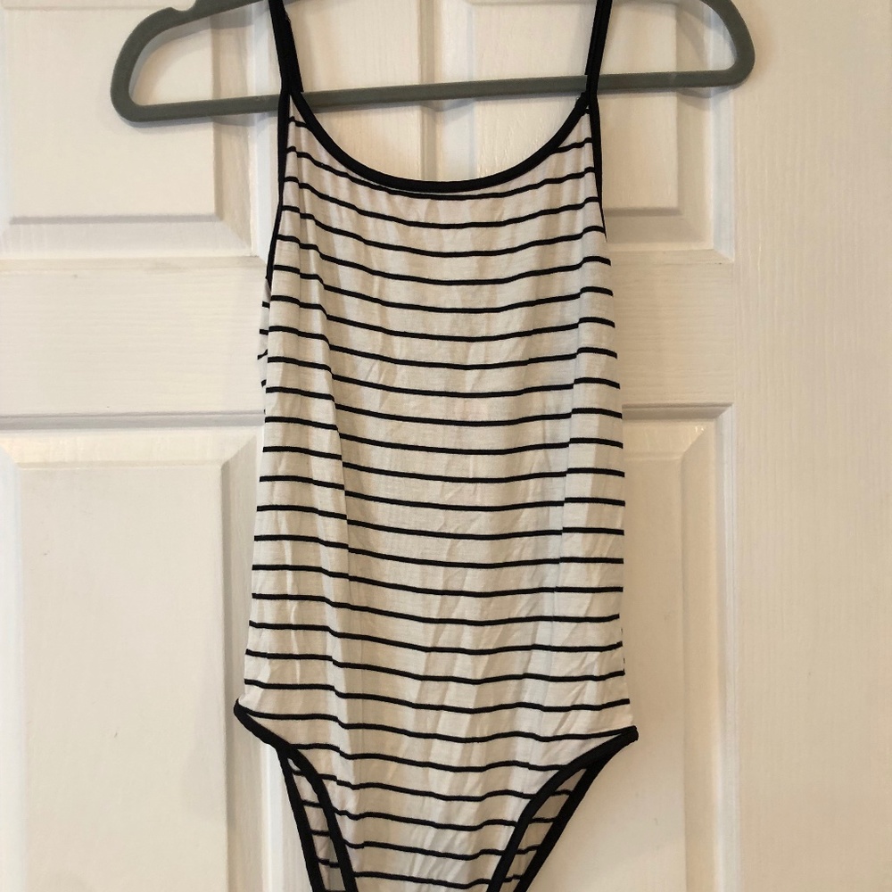 Black and white striped bodysuit